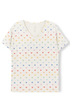 Women's Relaxed Fit V-Neck in Pastel Mickey Mouse