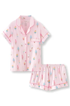 Women's Short Sleeve Pajama Set in Sakura Ice Cream
