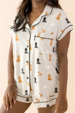 Women's Short Sleeve Pajama Set in Fluffy Dog