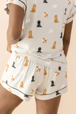 Women's Short Sleeve Pajama Set in Fluffy Dog