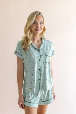 Women's Short Sleeve Pajama Set in Golf