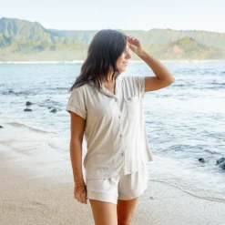 Women’s Short Sleeve Pajama Set in Oat