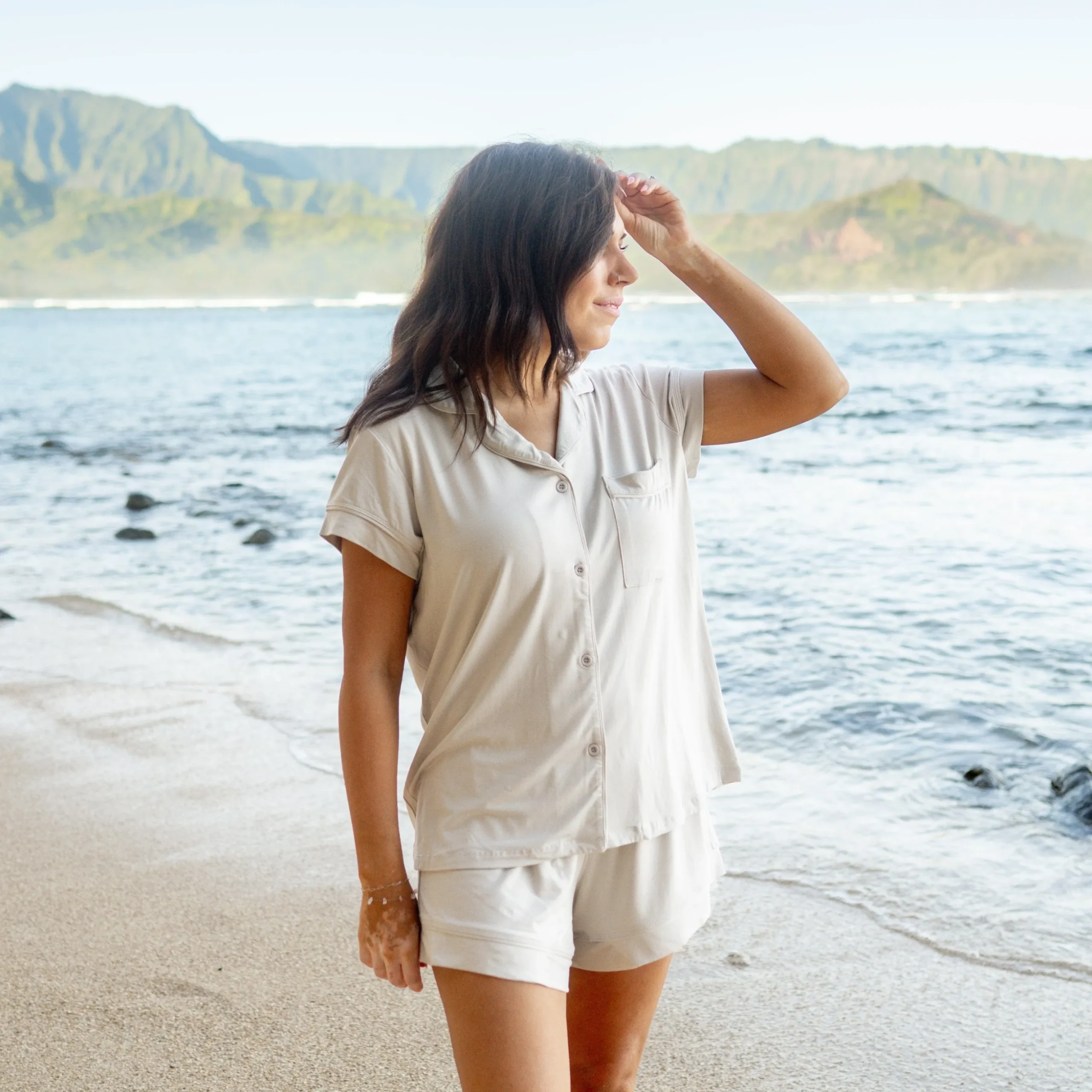 Women’s Short Sleeve Pajama Set in Oat