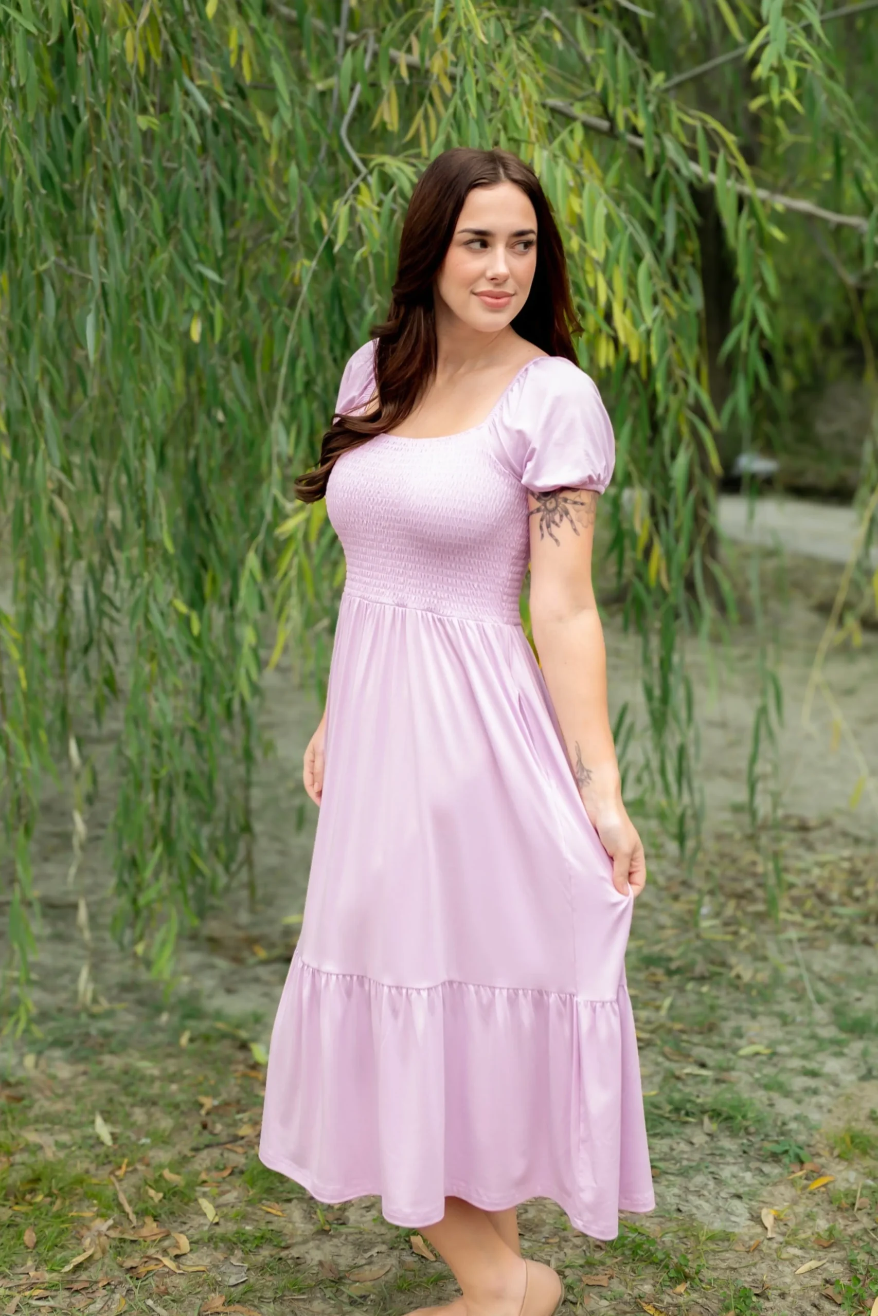 Women’s Smocked Dress in Thistle