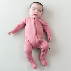 Zippered Footie in Apple Blossom