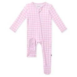 Zippered Footie in Gingham Thistle