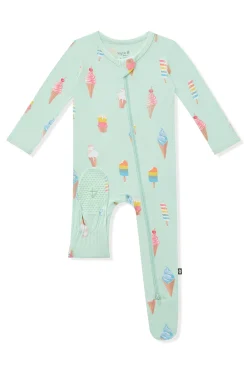 Zippered Footie in Mint Ice Cream