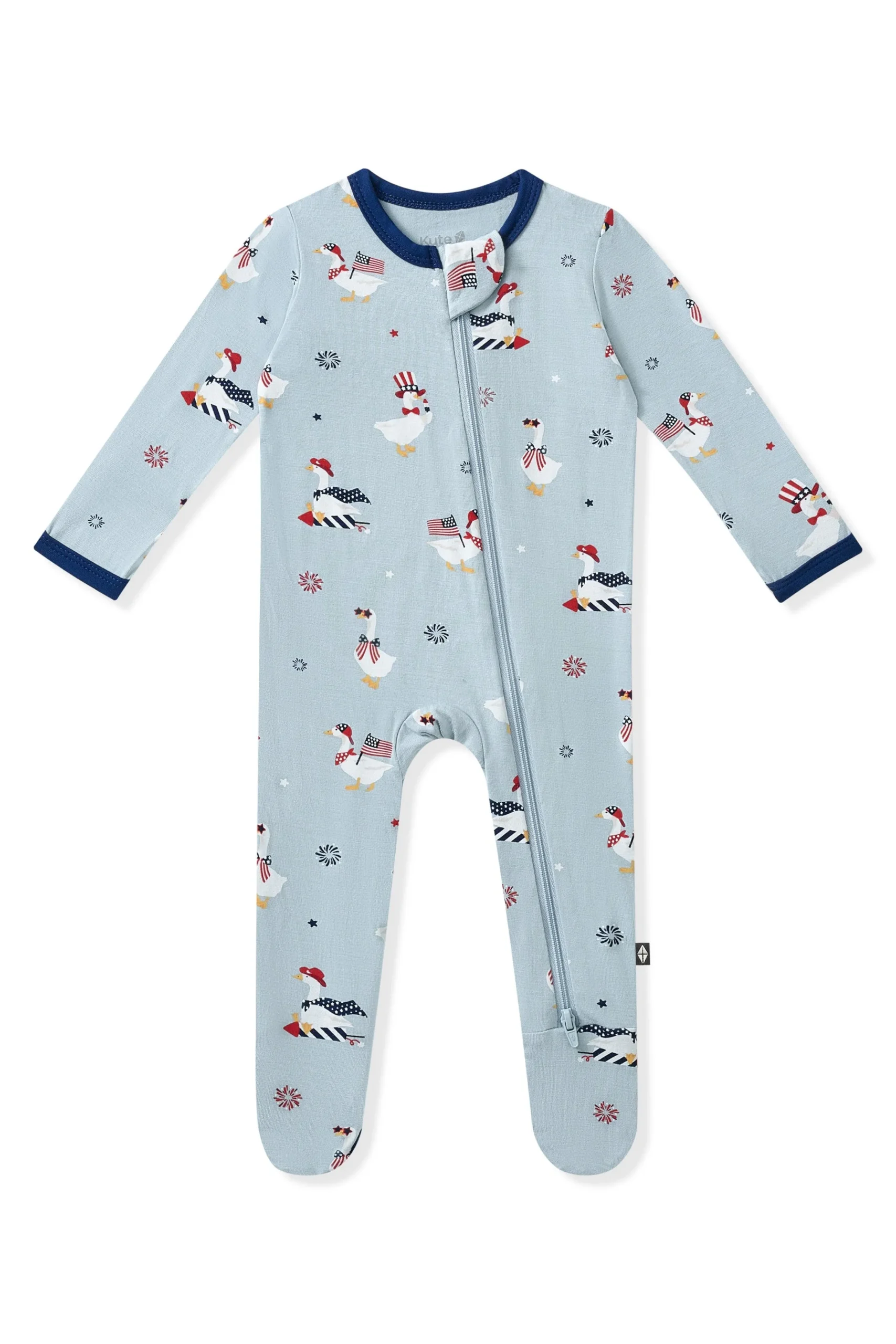 Zippered Footie in Patriotic Goose