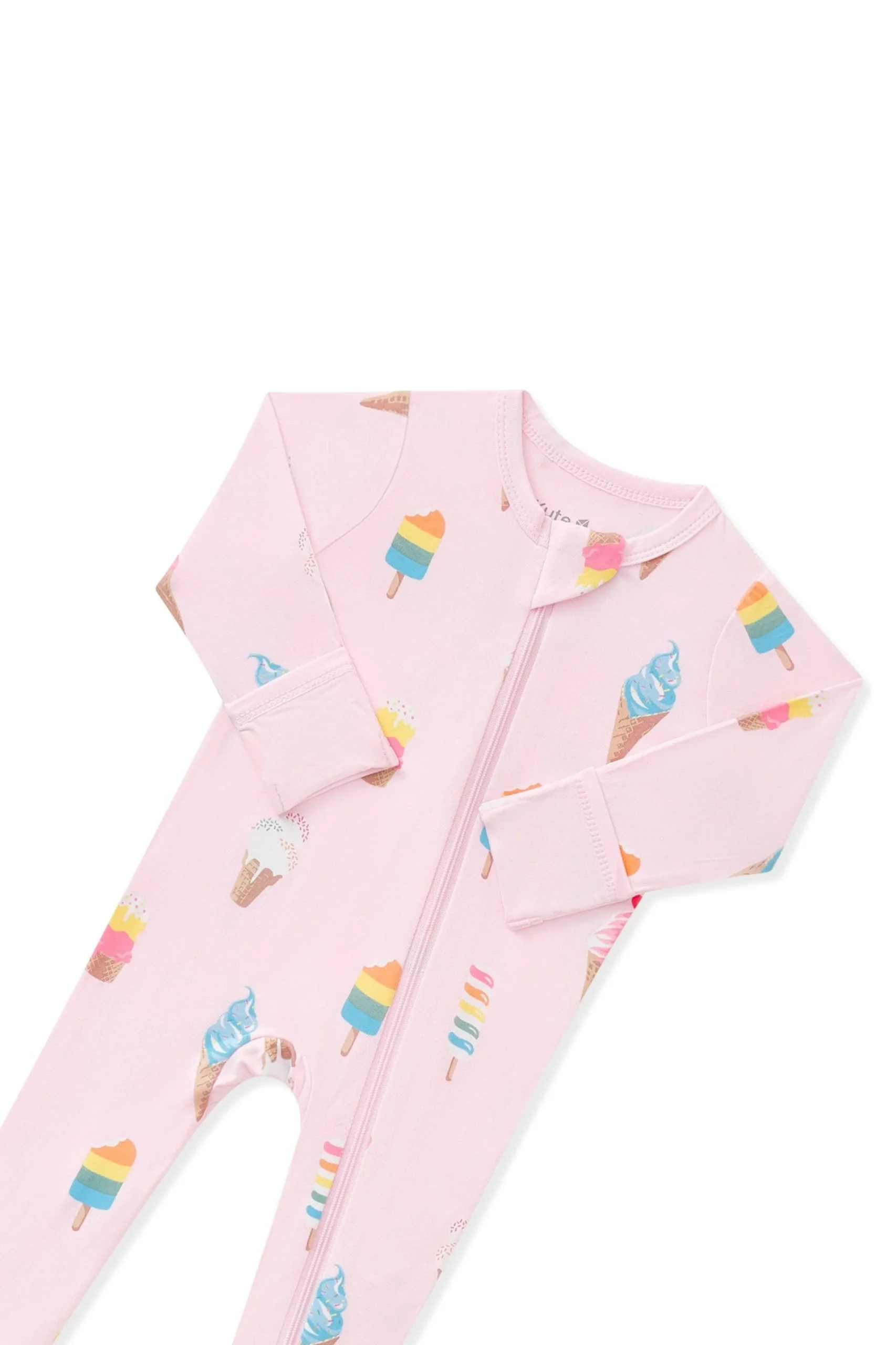 Zippered Footie in Sakura Ice Cream