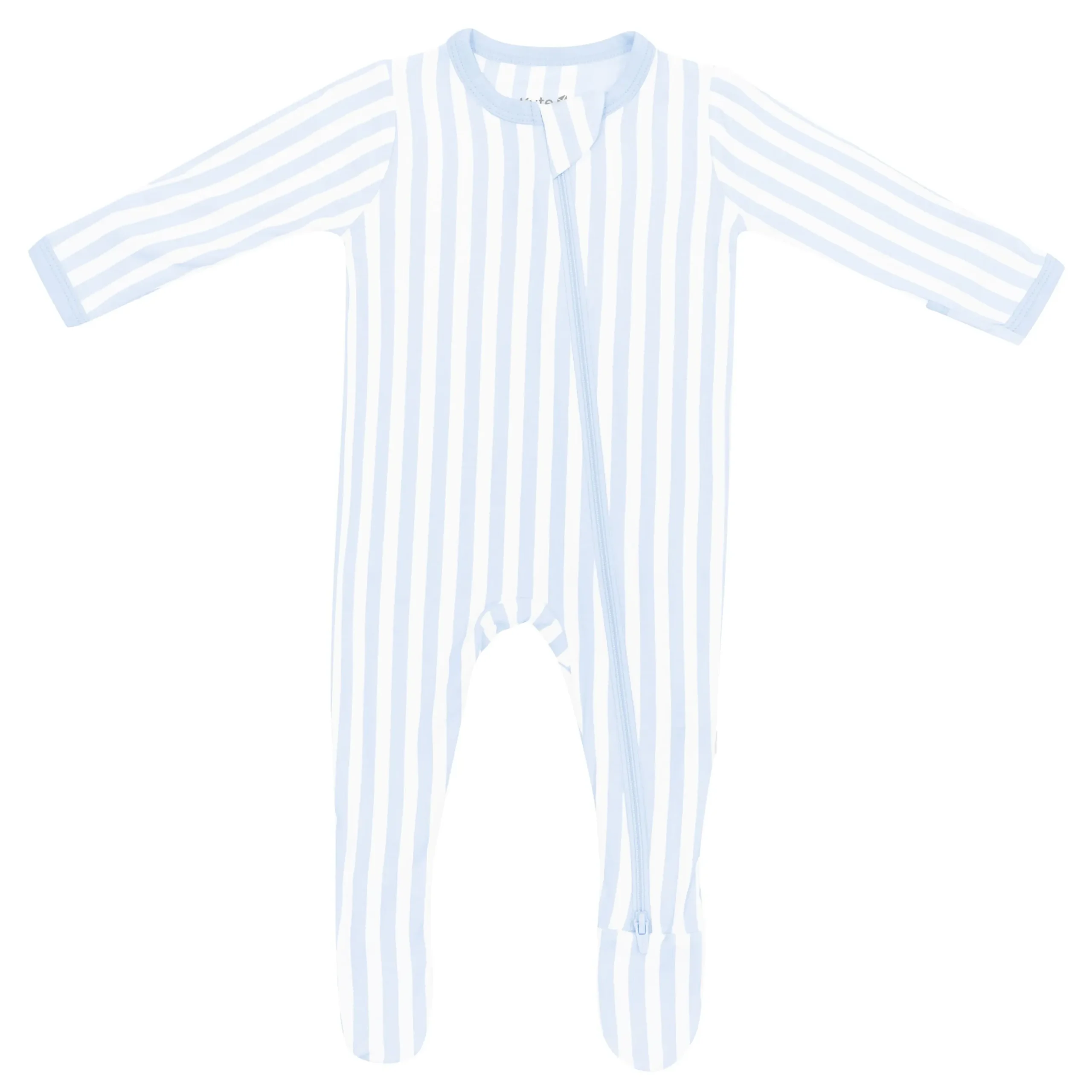 Zippered Footie in Small Mist Stripe