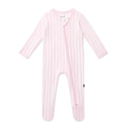 Zippered Footie in Small Sakura Stripe