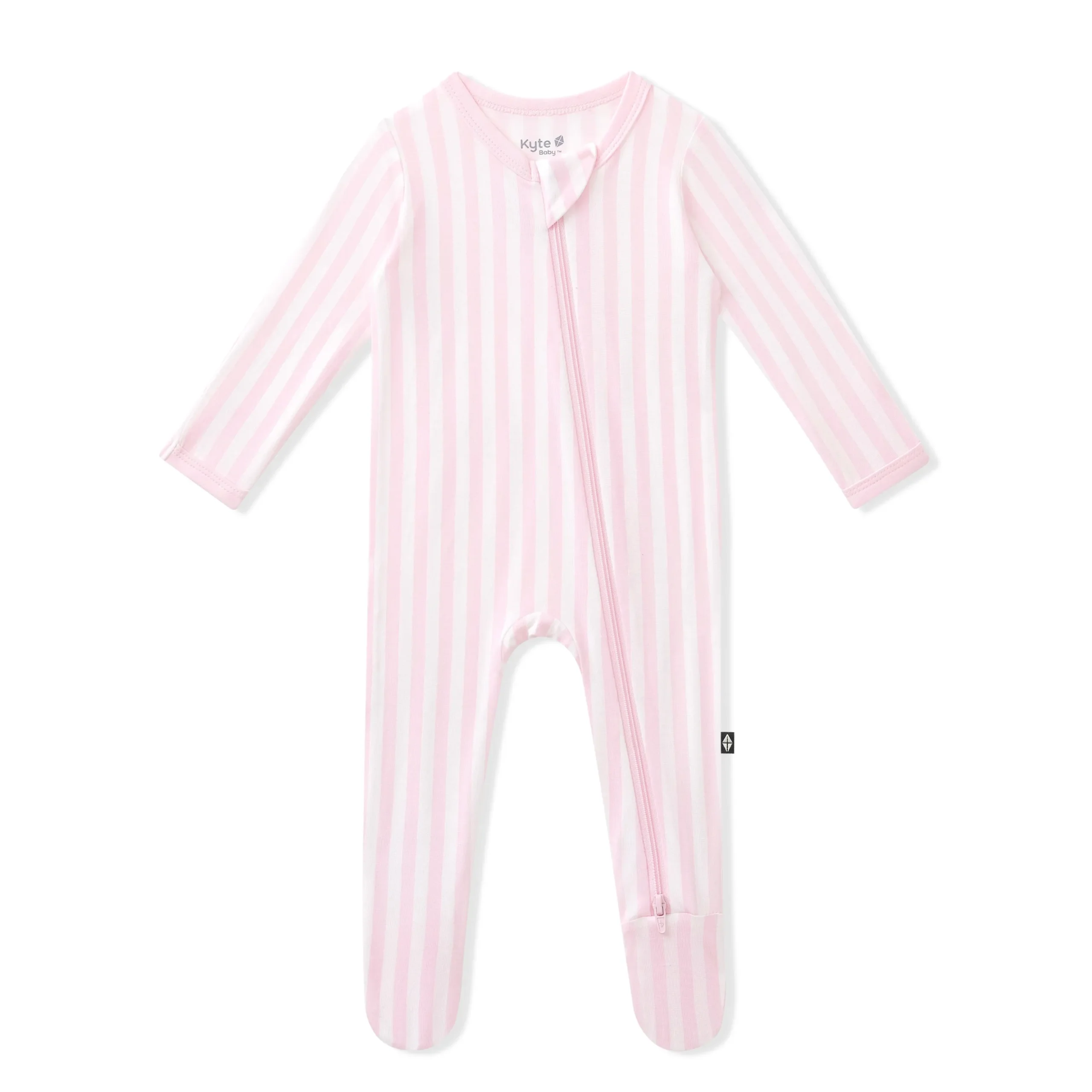 Zippered Footie in Small Sakura Stripe