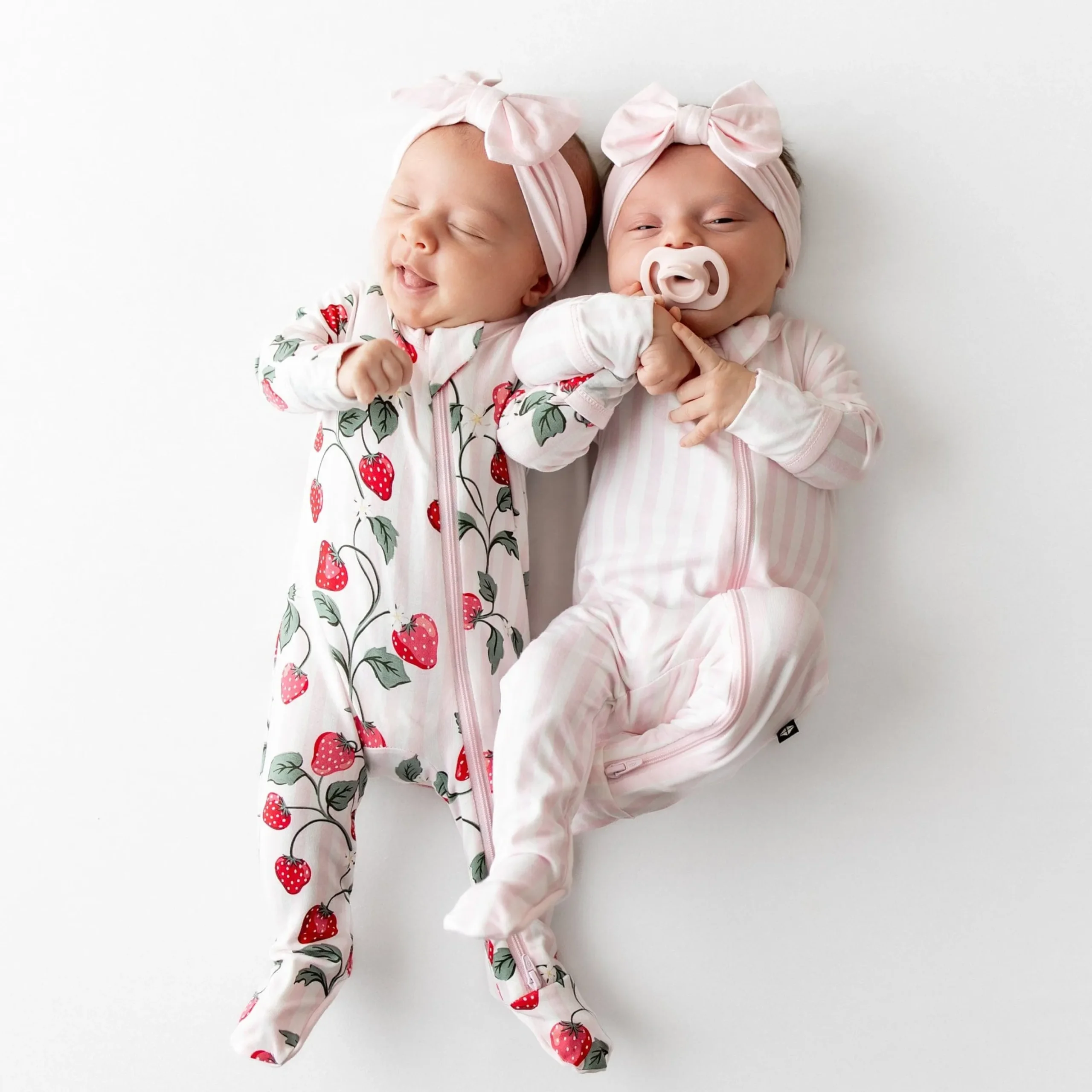 Zippered Footie in Small Sakura Stripe