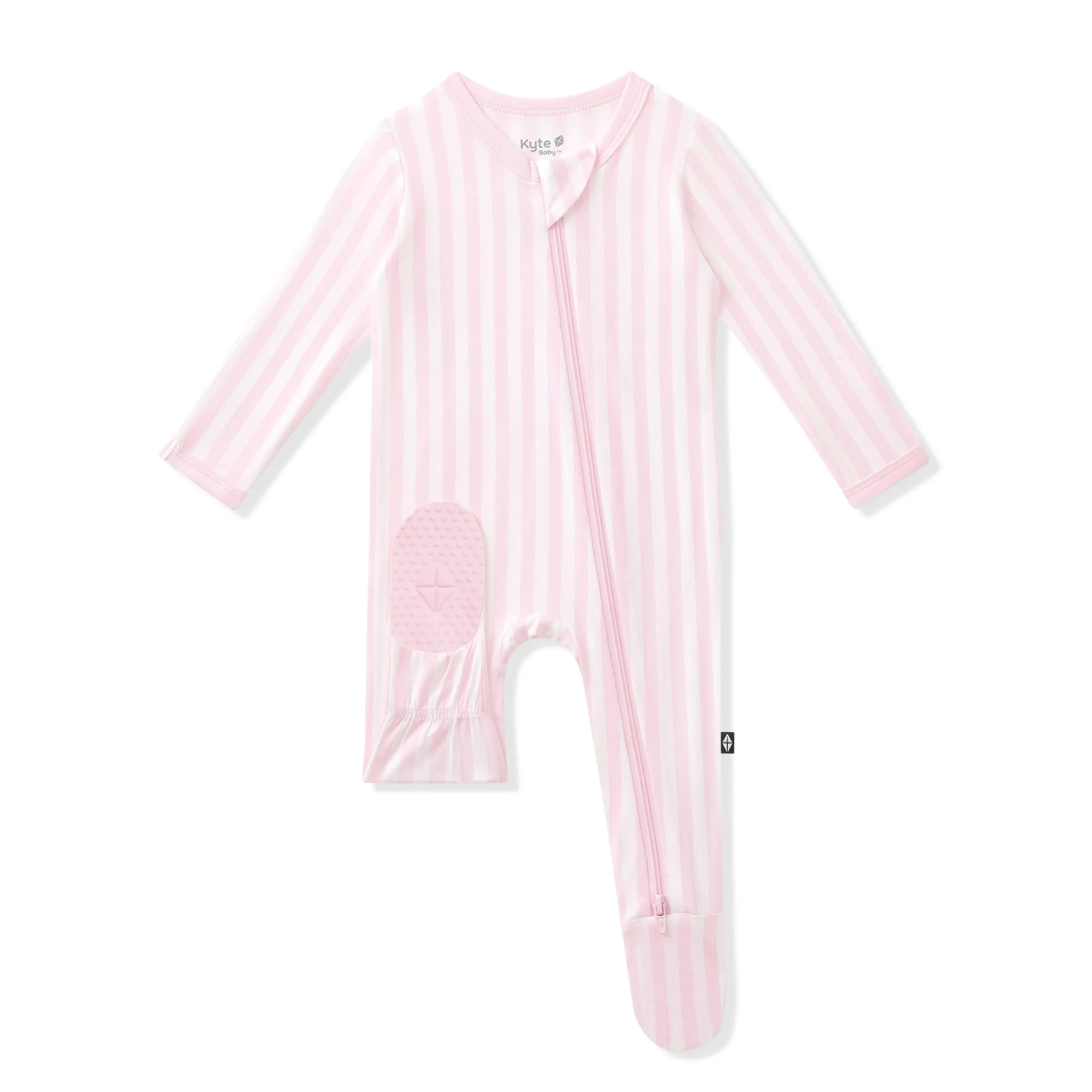 Zippered Footie in Small Sakura Stripe