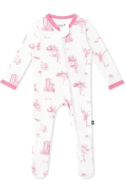 Zippered Footie in Toile Ballet