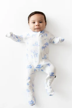 Zippered Footie in Toile Safari