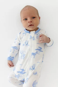 Zippered Footie in Toile Safari