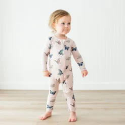 Zippered Romper in Blush Butterfly