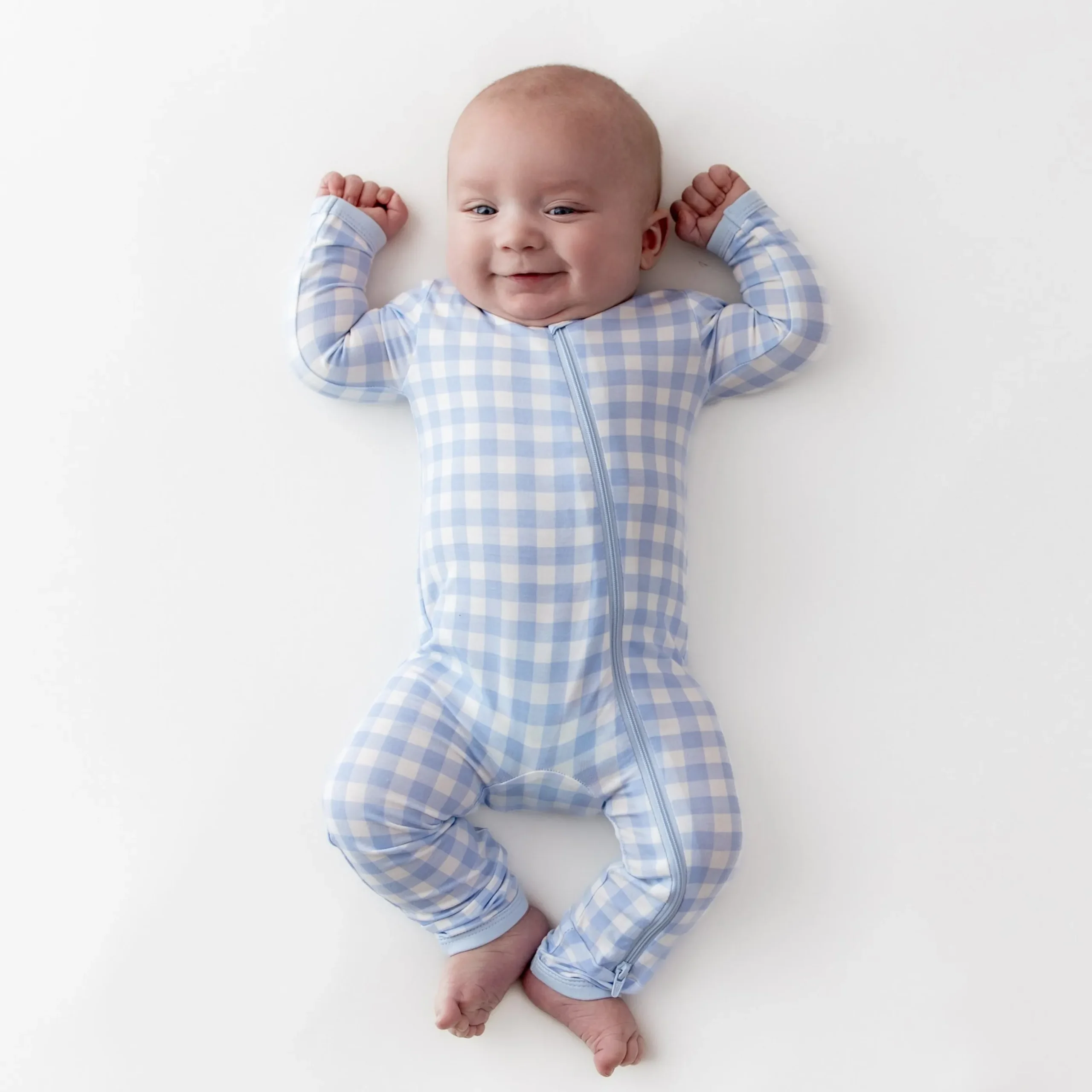 Zippered Romper in Gingham Breeze