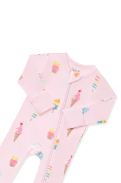 Zippered Romper in Sakura Ice Cream