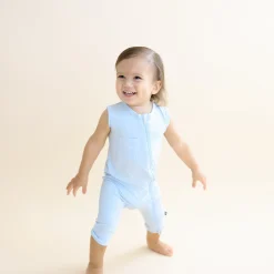 Zippered Sleeveless Romper in Breeze