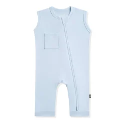 Zippered Sleeveless Romper in Breeze