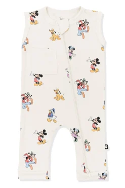 Zippered Sleeveless Romper in Mickey Mouse and Friends