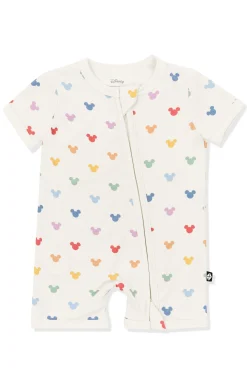 Zipper Shortall Romper in Pastel Mickey Mouse