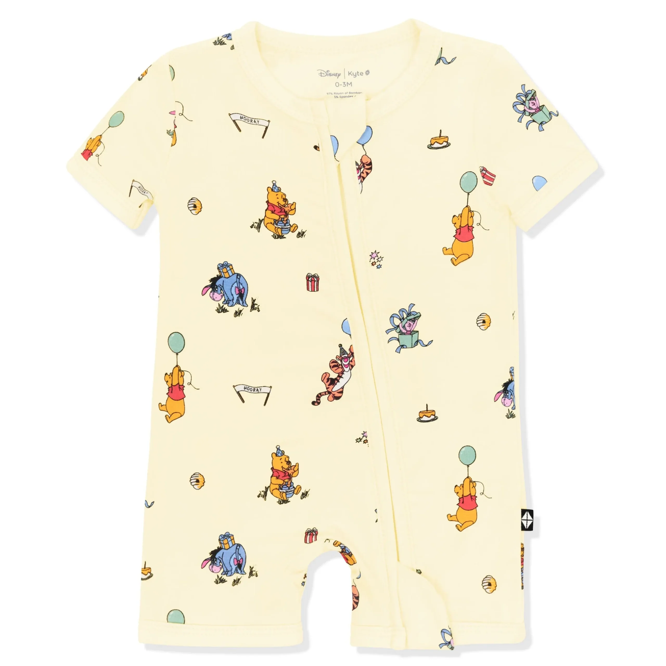 Zipper Shortall Romper in Winnie the Pooh Celebration