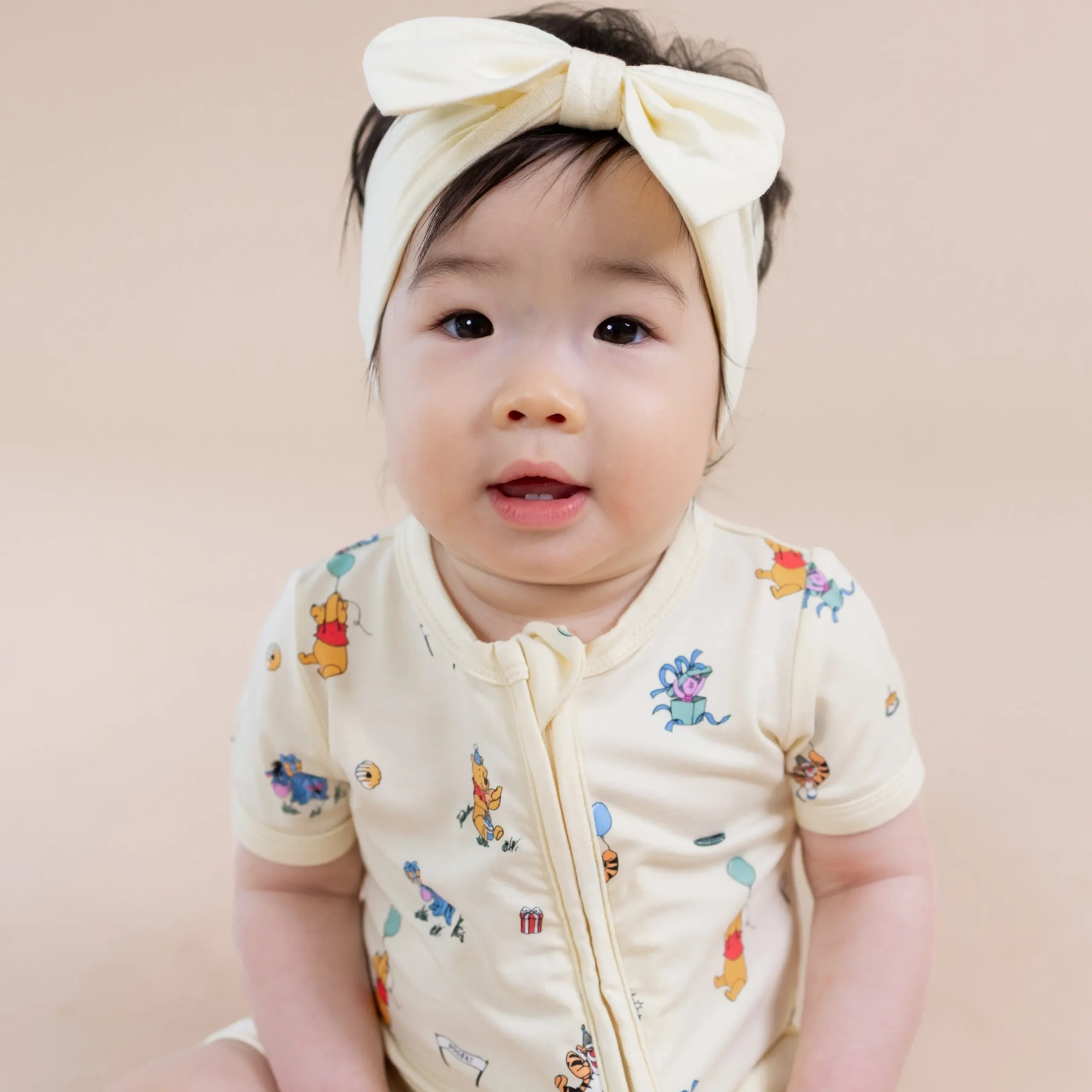 Zipper Shortall Romper in Winnie the Pooh Celebration